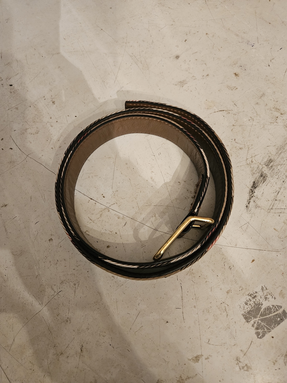 Burberry Brown Leather Belt with Gold-Tone Buckle